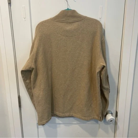 Woolrich QuarterZip Pullover Sweater Elbow Patch Tan Brown Mens Size XL - Picture 2 of 8